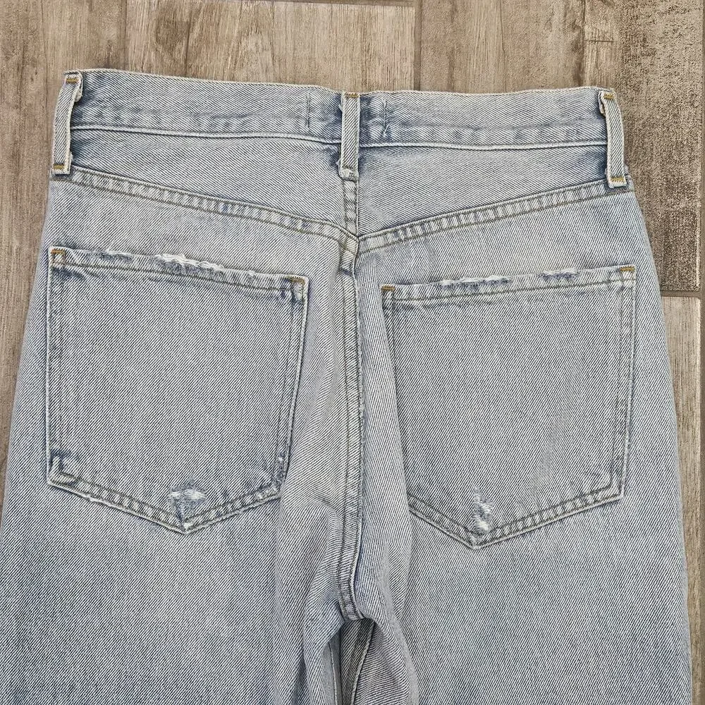 Agolde Jeans Women Size 25 Riley High Rise Crop Distressed Button Fly Light Wash